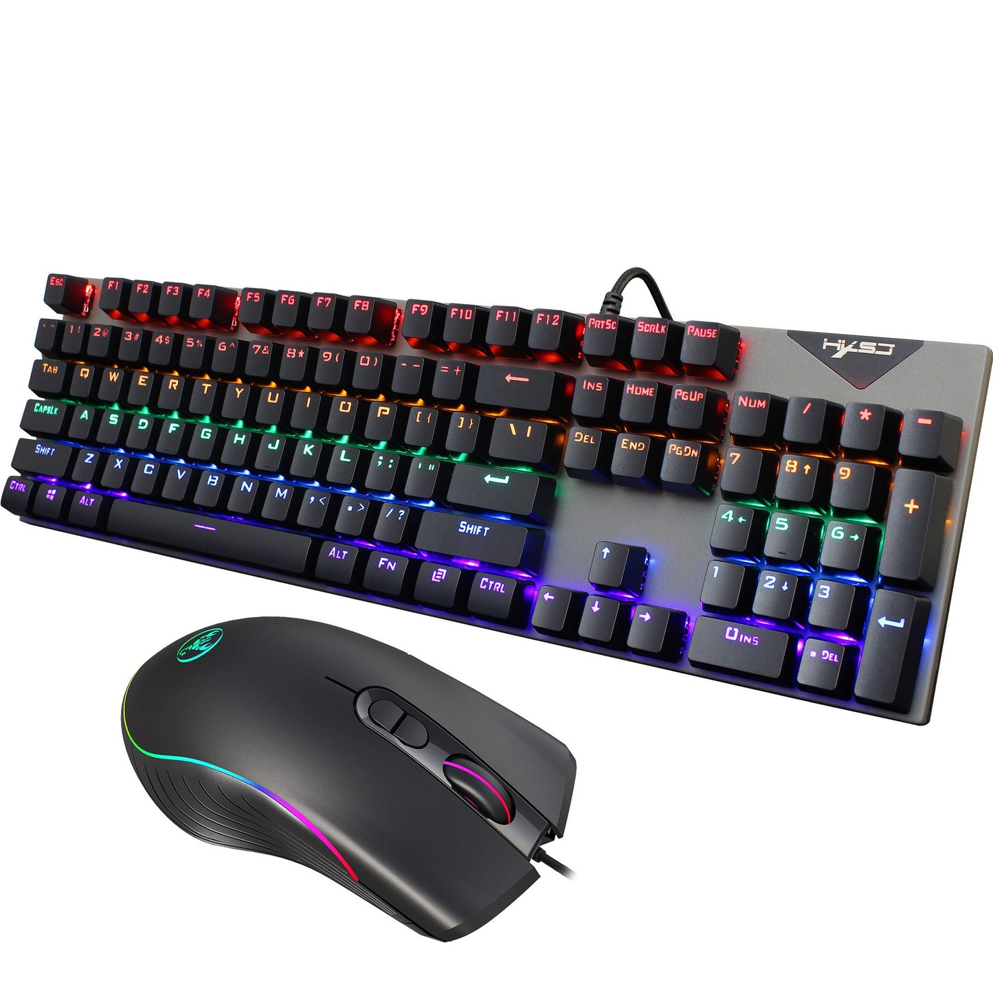 Suspended keycaps with real mechanical feel illuminated RGB keyboard and mouse game 104 keyboard and mouse wired set