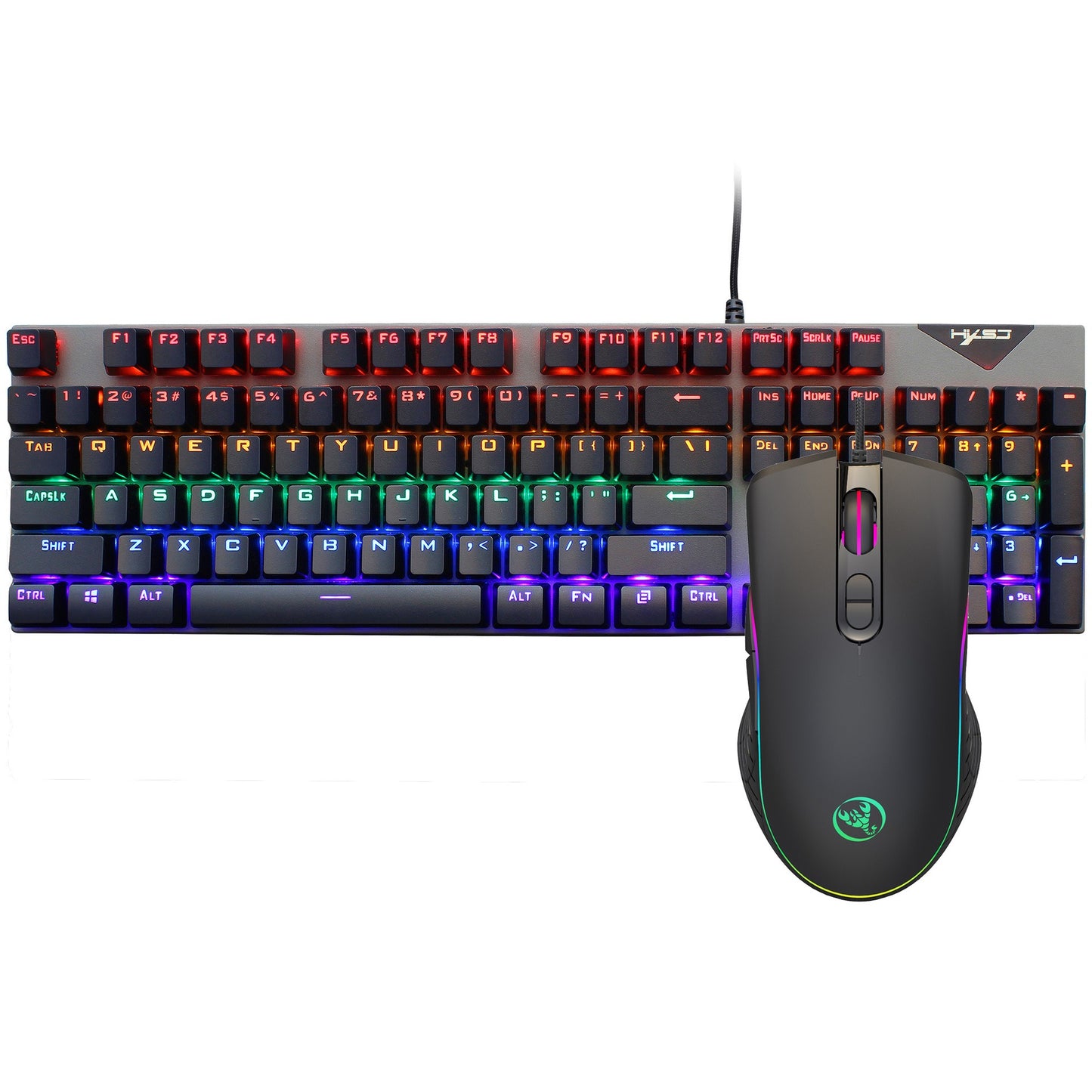 Suspended keycaps with real mechanical feel illuminated RGB keyboard and mouse game 104 keyboard and mouse wired set